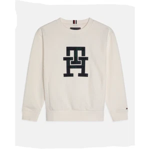 Tommy Hilfiger Hombre Antiguo Blanco MONOGRAMA RELOJ NEGRO Sudadera Auténtica - Imagen 1 de 9