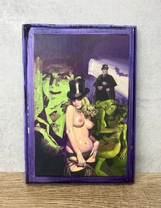 Dracula Handmade Vintage Horror Risqué Framed Picture Wall Art Signed - Picture 1 of 5
