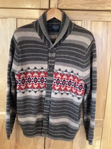 Pendleton Aztec Print Wool Shawl Collar Button Down Lebowski Sweater Men’s Med. - Picture 1 of 6
