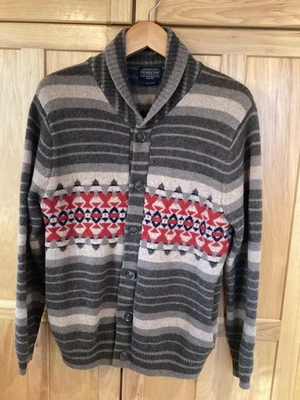 Pendleton Aztec Print Wool Shawl Collar Button Down Lebowski Sweater Men’s Med. - Image 1 of 4