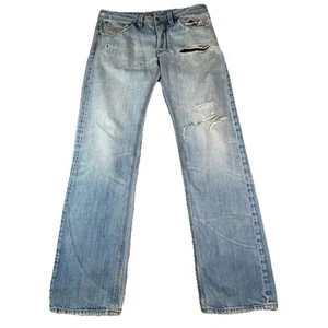Diesel Jeans Mens 32x34 Blue 1985 Larkee Distressed Thrashed Stretch Button Fly - Picture 1 of 14