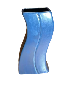 Jarrón moderno ondulado de cerámica azul de 13 pulgadas Royal Haeger 475-27 JCPenney 2000 de colección - Imagen 1 de 9