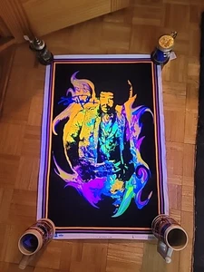 Vintage 1996 Jimi Hendrix Flamme Schwarzlicht Poster Skorpion # 1737 23 x 35" Samt - Bild 1 von 23