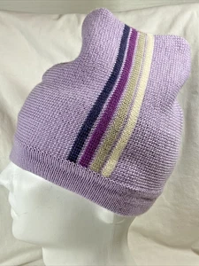 Gorra de esquí Lands' End 100 % lana púrpura con rayas juvenil mediana - Imagen 1 de 7
