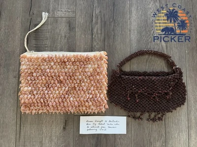 2 Antique Hawaiian Purses Brought Home After WWII WW2 Seashells 1940's Handmade - Image 1 of 4