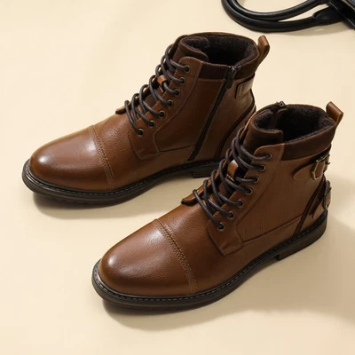 EE. UU. Para hombres Botas de Motocicleta Oxford Vestido Botines Cálidos Invierno Zapatos con Cordones Foto 1 de 4
