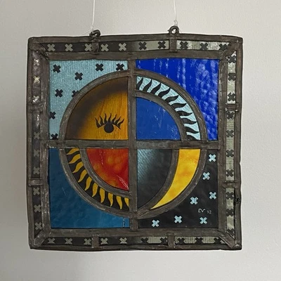 Винтажное витражное стекло Star Sun Moon Catcher Slag Glass Celestial - Изображение 1 из 4