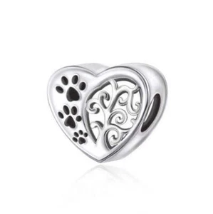 SOLID Sterling Silver Pet Paw Family Tree Charm Cat Dog by YOUnique Designs - Bild 1 von 1