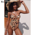 Sexy High Cut Leopard Push Up Bra Cup One Piece Swimsuit Bandeau Women Swimwear