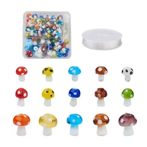 84 un. cuentas de hongo con lámpara surtido de colores 3 tamaños con hilo de cristal elástico - Imagen 1 de 7