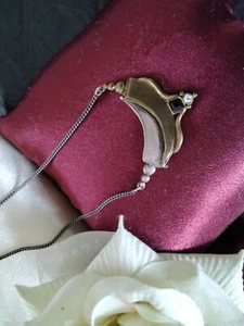 Collier silber geschwärzt, teilvergoldet mit Steinen, neu - Bild 1 von 2
