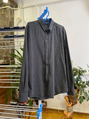 Dolce & Gabbana Gold Striped Long Sleeve Cotton Luxury Button Up Smal Logo Shirt - Image 1 of 4