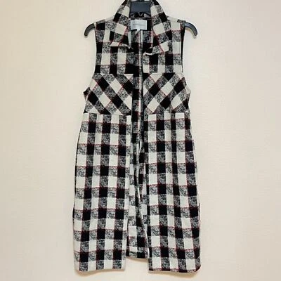 BCBGeneration Plaid Long Blazer Sleeveless Blazer Size Large - Image 1 of 4