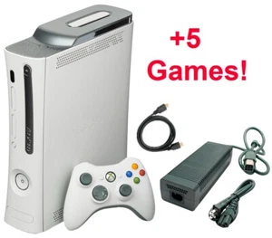 Xbox 360 White Console Bundle Controller Cables HDD 5 Video Games Microsoft - Picture 1 of 6
