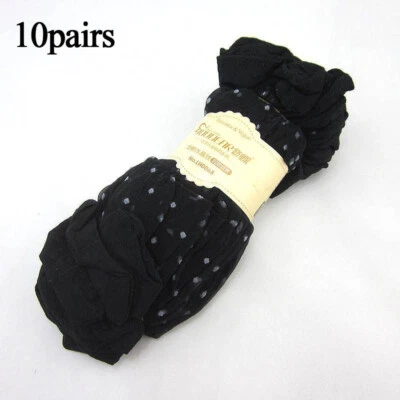 10 pares de calcetines de encaje ultrafinos de fibra denier transparentes hasta el tobillo para dama U - Foto 1 de 4