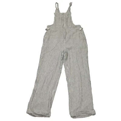 Mono capri a rayas Now & Gen by Sonoma mezcla de lino 1/4 cremallera azul blanco XS Foto 1 de 4