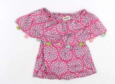 Hatley Girls Pink Geometric 100% Cotton Basic T-Shirt Size 2 Years Boat Neck Pul - Изображение 1 из 4