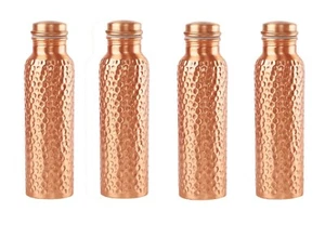 Botella de agua de cobre martillada para beneficios ayurvédicos para la salud 1000 ml, conjunto de 4 piezas - Imagen 1 de 4
