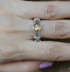 Judith Ripka Sterling Silver Yellow Citrine Ring Size 11 - Picture 1 of 9