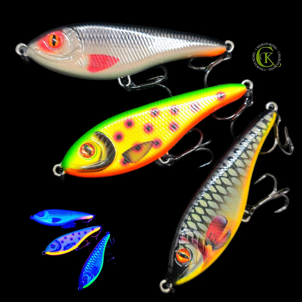 3x 9,5cm UV Jerkbait Jerk Hardbait Topwater Glider Wobbler Twitchbait Kunstköder - Bild 1 von 1