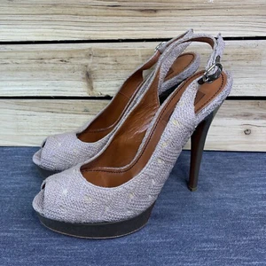 Missoni Peep Toe Pump Women’s US 8.5 Slingback Platform Heel Shoes Beige Pink - Picture 1 of 12