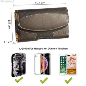 Large Real Leather Blet Clip Pouch Case Cover Phone Holster For iPhone Universal - Picture 1 of 20