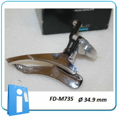 NOS Desviador Delantero Shimano XT FD-M735 Tiro Por abajo Ø 34.9 mm Retro klein - Imagen 1 de 4