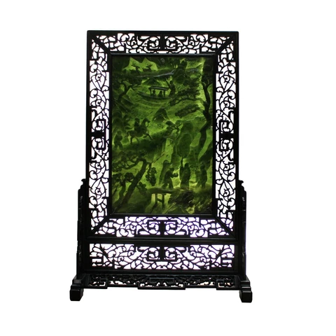 Spinach Green Stone Scenery Carving Table Top Wall Panel Display cs5090 Cover