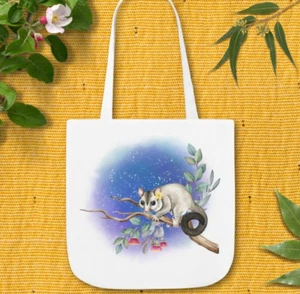 Tote bag possum shopping bag possum bag brushtail possum bag floral bag wildlife - Picture 1 of 4