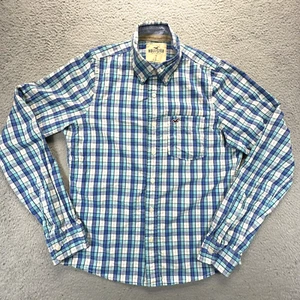 Hollister Shirt Mens Large Blue Plaid Long Sleeve Button Down - Picture 1 of 14