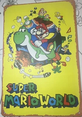 Mario Bros Retro Metal Wall Art Sign 8"x12" Nintendo NES Decor Games. Brand New! - Image 1 of 4
