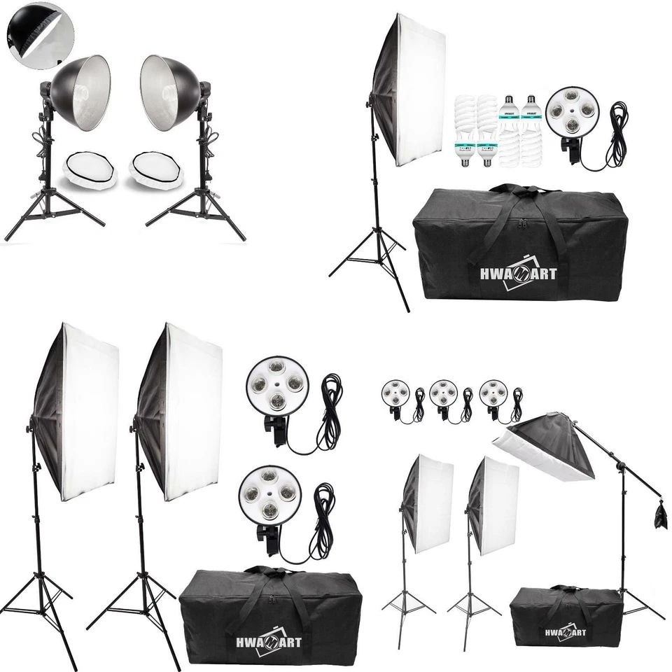 Continuous Lighting Softbox Studio Kit Photography Light Stand Bulb Photo UK - Image 1 of 1