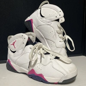Nike Air Jordan 7 Retro GS Girls White/Fireberry-Black 442960 117 Size US 6Y - Picture 1 of 14