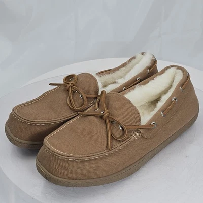 Туфли мужские Duluth Trading Co желтовато-коричневые хаки холщовые мокасины овчина подкладка 12 M  - Изображение 1 из 4