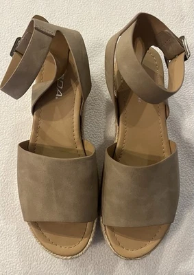 SODA-BRYCE ESPADRILLE TAUPE NUBUCK 2" Flatform Platform Women Ankle Strap Sandal - Image 1 of 3