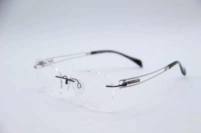 NEW LINE ART CHARMANT XL 2174 BK BLACK SILVER AUTHENTIC FRAMES EYEGLASSES 51-17 - Image 1 of 4