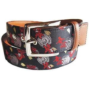 Nishijin-ori Belt Unisex Japanese Pattern Goldfish Black Handmade in Japan - Bild 1 von 6