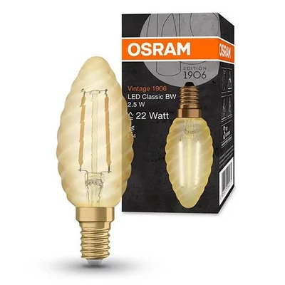Osram LED Filament Kerze gedreht Vintage 1906 2,5W = 22W E14 Gold extra warmweiß - Bild 1 von 4