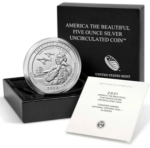 2021 P America the Beautiful 5oz Silver Tuskegee Airmen National Historic Coin - Picture 1 of 1