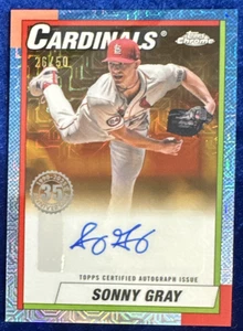 2025 Topps Chrome Sonny Gray Auto Blue Refractor 26/50 90CA-SG kostenloser Versand - Bild 1 von 5