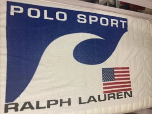 Vtg Ralph Lauren Polo Sport 1990s Beach Towel Bath Sheet Wave Flag 34 x 66" USA - Picture 1 of 6
