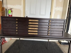 Vintage C & E Marshall Co. Metall Uhrmacher Uhrenkristalle 6 Schubladen LOADED CABINET - Bild 1 von 10