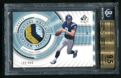 2001 SP Authentic Drew Brees Patch RC 188/800 BGS 9.5 GEM MINT - Image 1 of 2