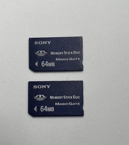 TWO Sony 64MB Memory Stick Duo MS Card NON-PRO for Sony older Camera PSP - Picture 1 of 2