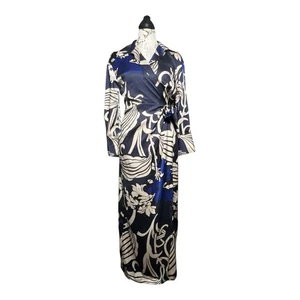 Zara Wrap Shirt Dress Floral Print Size M Blue/White/Black NWT - Picture 1 of 13