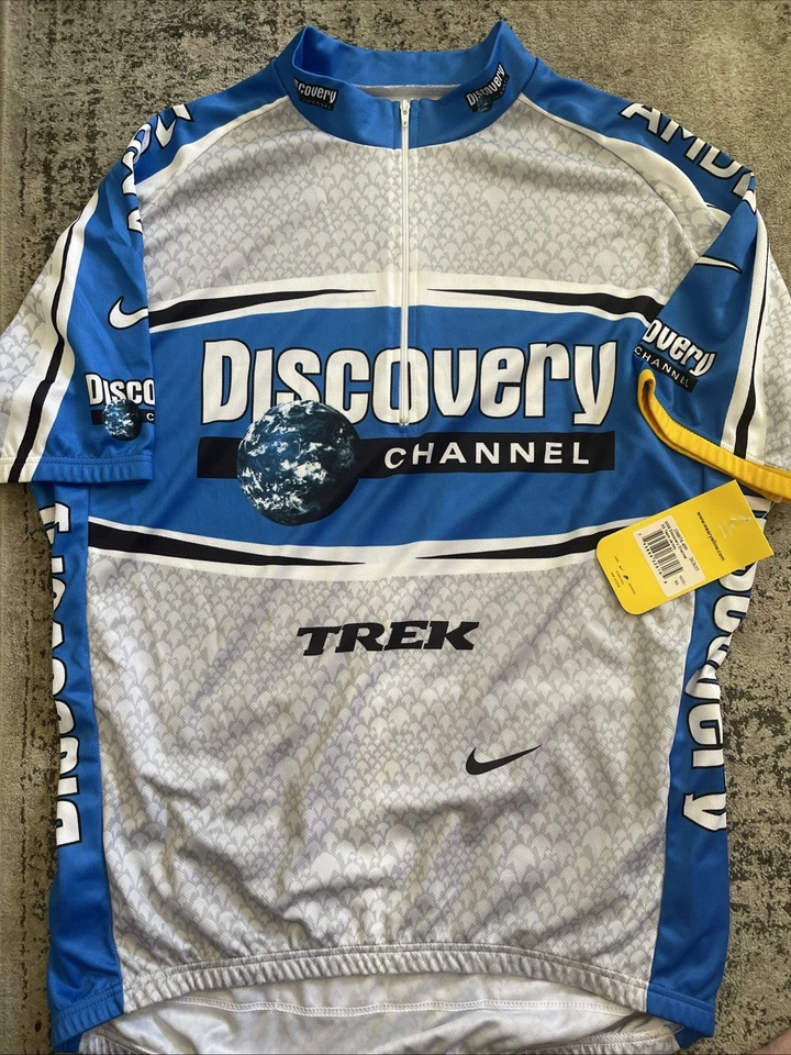 Nike Discovery Trek Cycling Jersey Men Large Gray Blue Multicolor Short Sleeve - Image 1 of 1