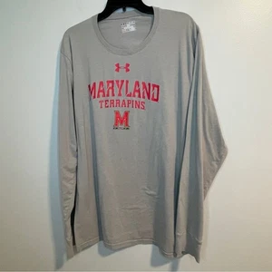 Under Armour Gray Taupe Long Sleeve Maryland Terrapins Tee - Picture 1 of 6