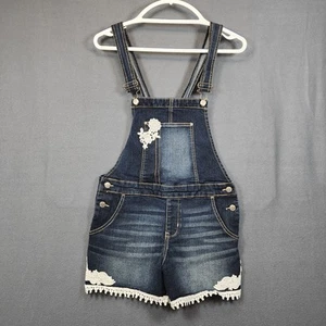 Jordache Girls Bib Jean Denim Shortalls XXL 18 Cottage Lace Country Stretch - Picture 1 of 22