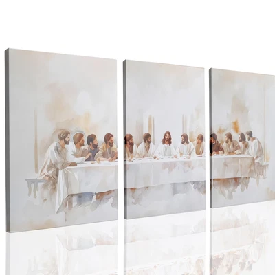 Framed The Last Supper Wall Art, Set of 3 Christian Canvas Wall Art Leonardo ... - Imagem 1 de 4