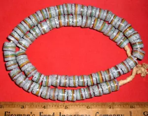Full Strand of Striped Krobo Trade Beads From Ghana, Collectible African Beads - Picture 1 of 3